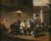 George Chinnery Street Scene, Macao, with Pigs France oil painting artist